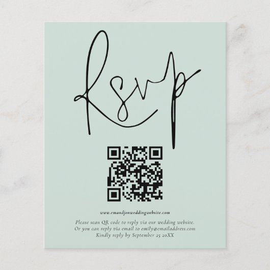 Budget Mint QR Code Script Weduwend RSVP (Voorkant)