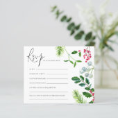 BUDGET Mistletoe Foliage kerstbruiloft RSVP (Staand voorkant)