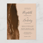 Budget Mocha Brown Gold Agate Tan Wedding Invite (Voorkant)