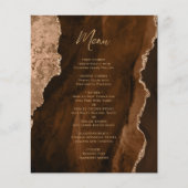 Budget Mocha Brown Gold Agate Wedding Menu (Devant)
