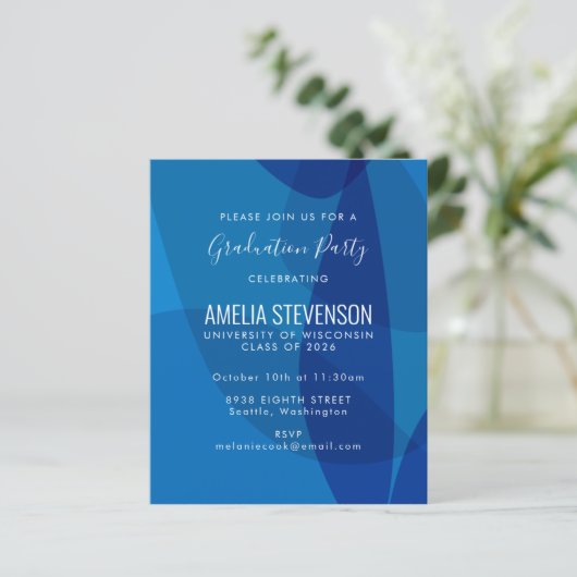 Budget Mod Abstract Blauwe GraduPartij nodigt uit (Staand voorkant)