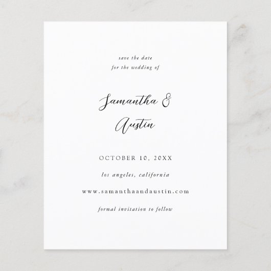 Budget MOD V Foto Elegant Save the Date - Donkerde Flyer (Achterkant)