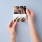 Budget modern 3 foto bruiloft opslaan van de datum flyer (Hand)