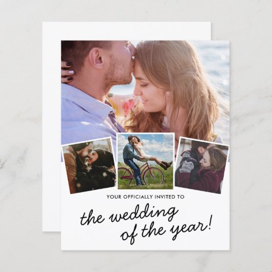 Budget Modern 4 Uitnodiging tot fotoweddenschap (Voorkant / Achterkant)