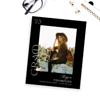 Budget modern AFSTUDEERDER Foto Afstuderen - zwart Flyer