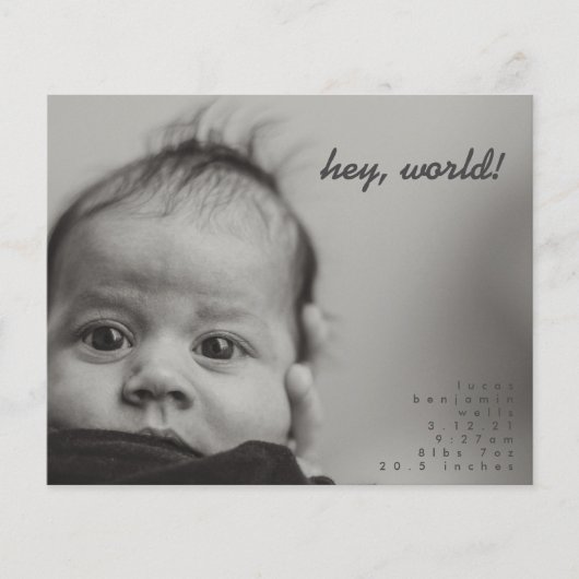 Budget Modern Baby Foto geboorteaankondiging (Voorkant)