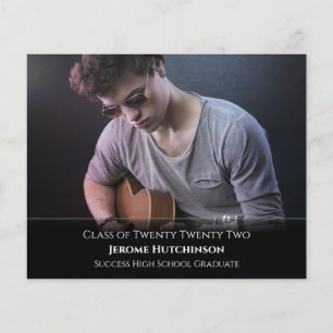 Budget Modern Black Photo Afstuderen Aankondiging