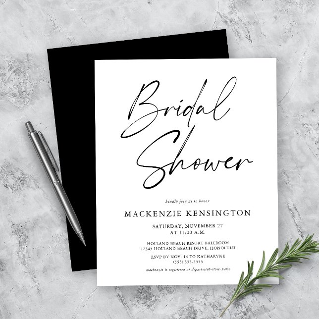 Budget Modern Black White Bridal Shower (Creator heeft geüpload)