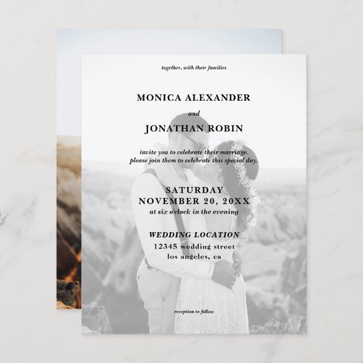 Budget Modern Black & White Photo Vertical Wedding (Voorkant / Achterkant)