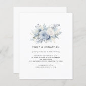 Budget Modern Blue Florals QR bruiloft uitnodigen (Voorkant / Achterkant)