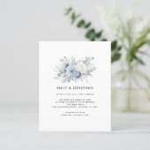 Budget Modern Blue Florals QR bruiloft uitnodigen (Staand voorkant)