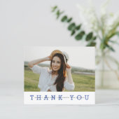 Budget Modern Blue Photo Afstudeerder Dank u Brief (Staand voorkant)