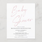 Budget Modern Blush Pink Script Baby shower (Voorkant)
