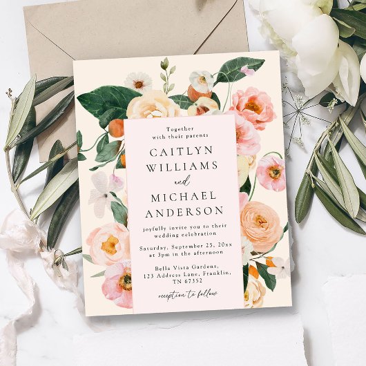 Budget Modern Blush Roze Bloemen Bruiloft