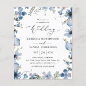 Budget Modern Boho Blue Wedding Uitnodiging (Voorkant)