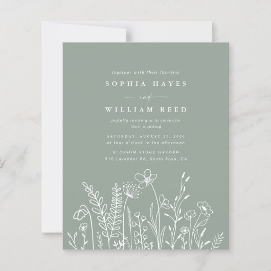 BUDGET Modern Boho Sage Green Wildflower Wedding (Voorkant)