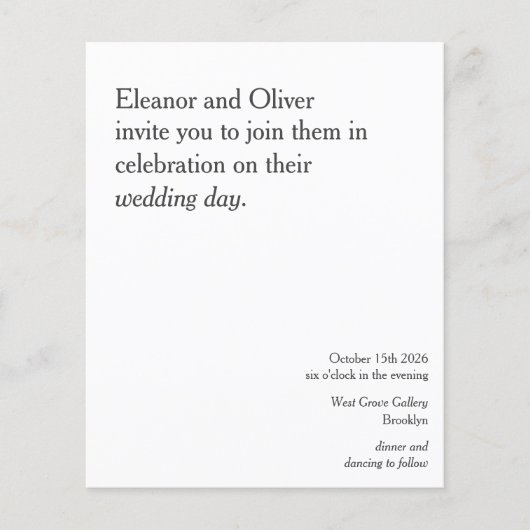 Budget Modern Bold Black White Wedding Invitation (Voorkant)