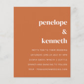 Budget Modern Burnt Oranje Weddenschap (Voorkant)