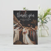 Budget Modern Calligrafiescript Weduwfoto Bedankkaart (Staand voorkant)
