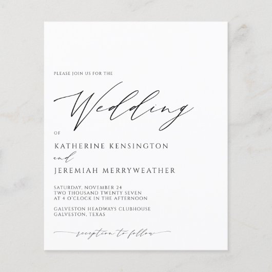 Budget Modern Elegant Minimalist Script Wedding (Voorkant)
