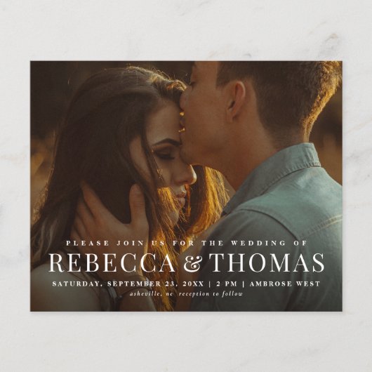 Budget Modern Elegant Photo Wedding Invitation (Voorkant)