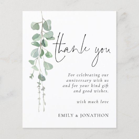 Budget modern Eucalyptus Jubileum Dank u wel (Voorkant)