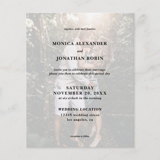 Budget Modern Fotobruiloft Flyer (Voorkant)