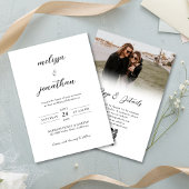 Budget Modern Fotoscript Rsvp QR code Bruiloft Kaart