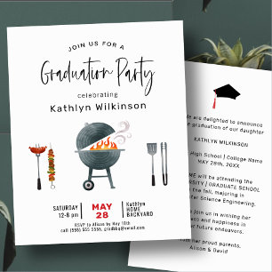 BUDGET Modern Fun Script Afstuderen BBQ Uitnodigin