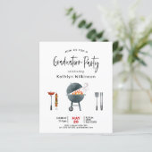 BUDGET Modern Fun Script Afstuderen BBQ Uitnodigin (Staand voorkant)
