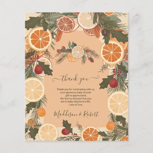Budget Modern gedroogd citrus winter Baby shower (Voorkant)