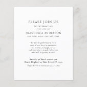 Budget Modern Memorial Celebration of Life Foto Flyer (Achterkant)