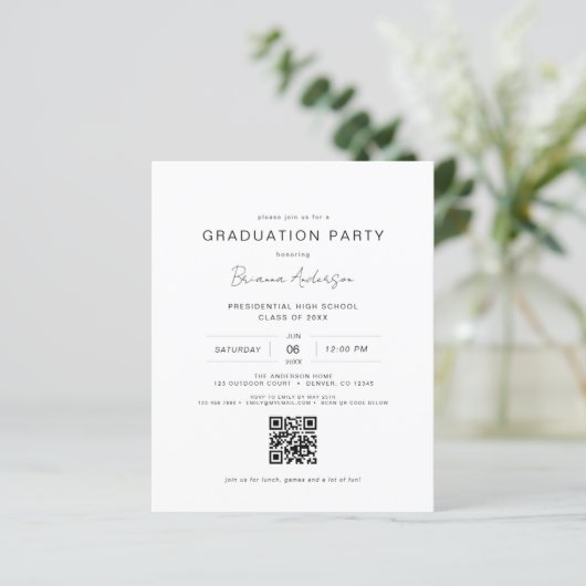 Budget Modern Minimalistisch QR Code Graduation Pa (Staand voorkant)