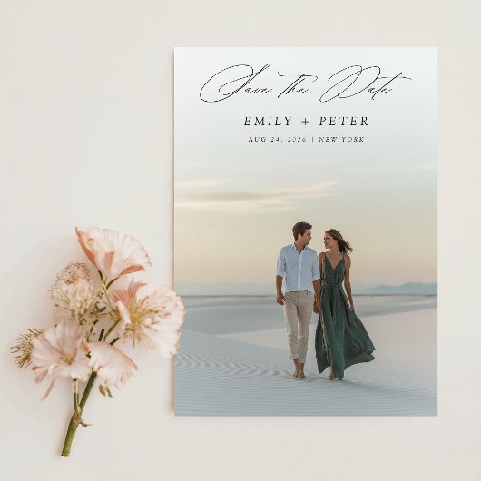 Budget Modern Minimalistisch Script 2 Foto Save The Date