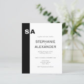 Budget Modern Monogram Black White Wedding Invite (Staand voorkant)
