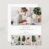 BUDGET Modern Olive Green Multi Photo Christmas (Voorkant / Achterkant)