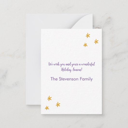 Budget Modern Paarse & Goud 3 Foto Vrolijk & Helde Notitiekaartje (Achterkant)