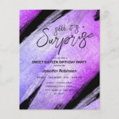 Budget Modern Paarse Surprise Sweet 16 Invites (Voorkant)