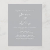Budget Modern Pewter Script Weduwen Uitnodiging (Voorkant)
