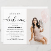 Budget Modern Photo Cloud 9 Baby shower Invitation (Voorkant / Achterkant)