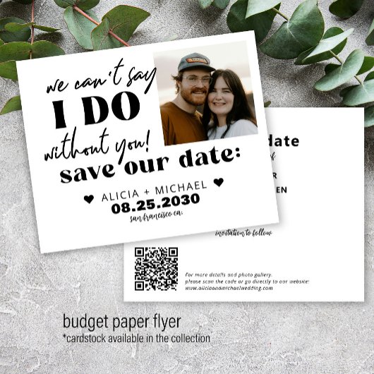 Budget modern photo wedding save the date flyer