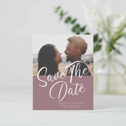 Budget Modern Plaid Save the Date Bruiloft (Staand voorkant)