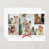 BUDGET Modern Red Bow Photo Collage Holiday Kaart (Voorkant / Achterkant)