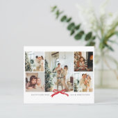 BUDGET Modern Red Bow Photo Collage Holiday Kaart (Staand voorkant)