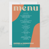 Budget modern retro groovy wedding menu template (Devant)