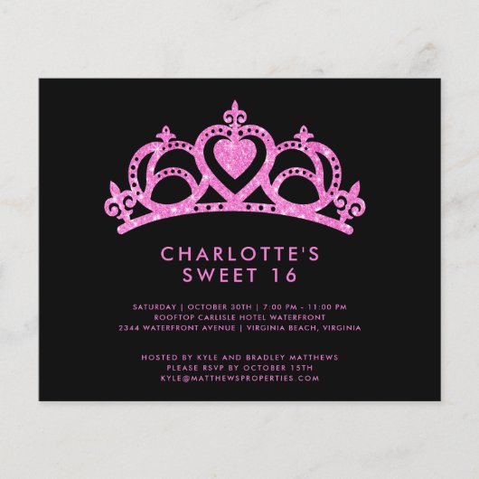 Budget Modern Roze Glitter Sweet 16 Verjaardagsfee Flyer (Voorkant)