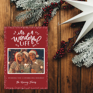 Budget Modern Rustic Photo Holiday Kaart
