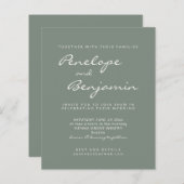 Budget Modern Sage Green Script Wedding Invite (Voorkant / Achterkant)