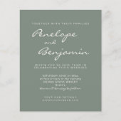 Budget Modern Sage Green Script Wedding Invite (Voorkant)