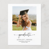 Budget Modern Script 4 Foto Afstuderen Uitnodiging (Achterkant)